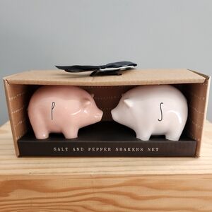 Rae Dunn Pig Shaped Ceramic Salt and Pepper Shakers Set